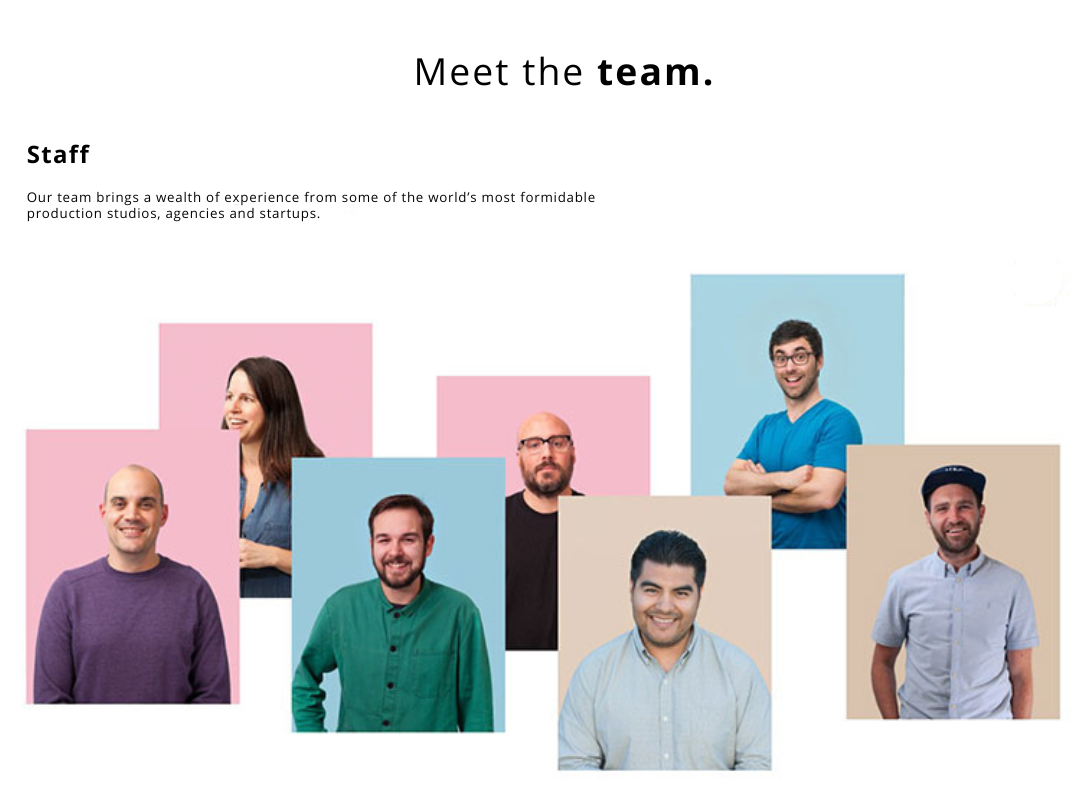 Careers webpage highlighting a 'Meet Our Team' section with polished employee headshots and job titles, emphasizing company culture.